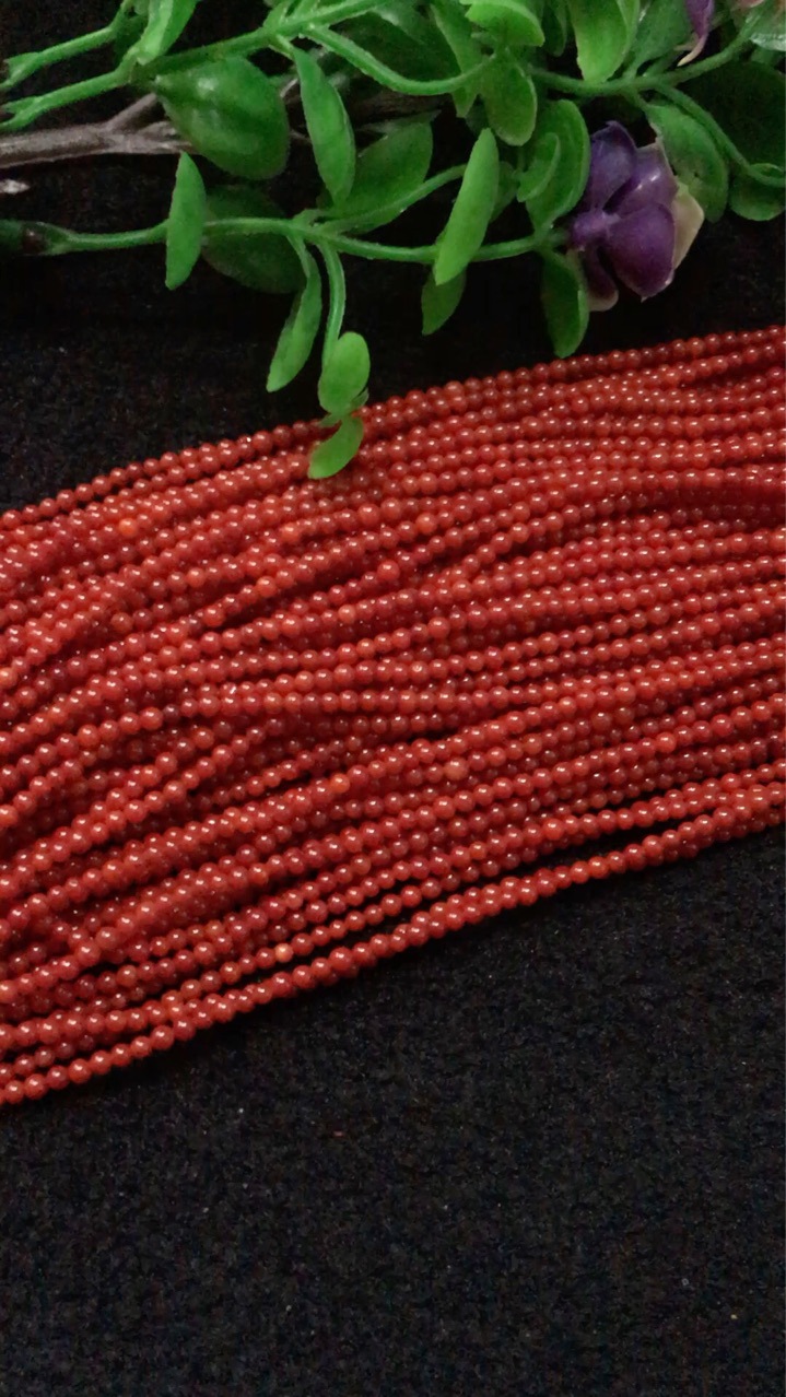 厂家直销海竹珊瑚圆珠优化红色半成品古风佛珠手链diy手工挂件