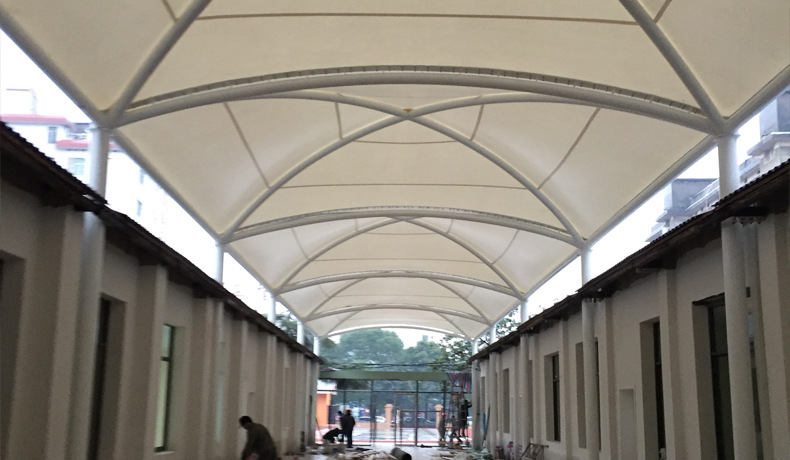 设计安装膜结构商业设施工程 走廊过道膜结构雨棚 通道顶篷张拉膜