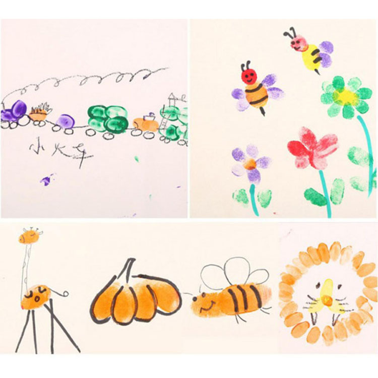 儿童手指画印泥印台 手掌绘画颜料印台 彩色圆盘颜料印泥可水洗