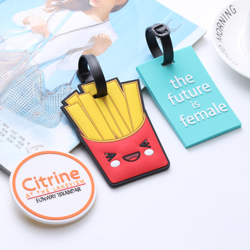 Cartoon Soft Rubber Tag PVC Luggage Tag Rubber Silicone Card Set Factory Wholesale