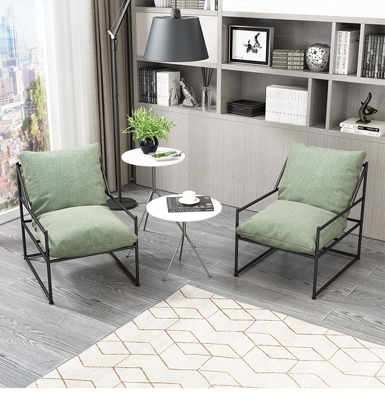 北欧单人铁艺沙发简约工作室办公客厅家用家具卡座沙发椅支持定制