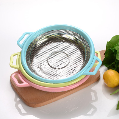 圆形不锈钢冲孔网沥水盘密孔漏盘厨房洗菜漏盆淘米盆加厚多用网篮