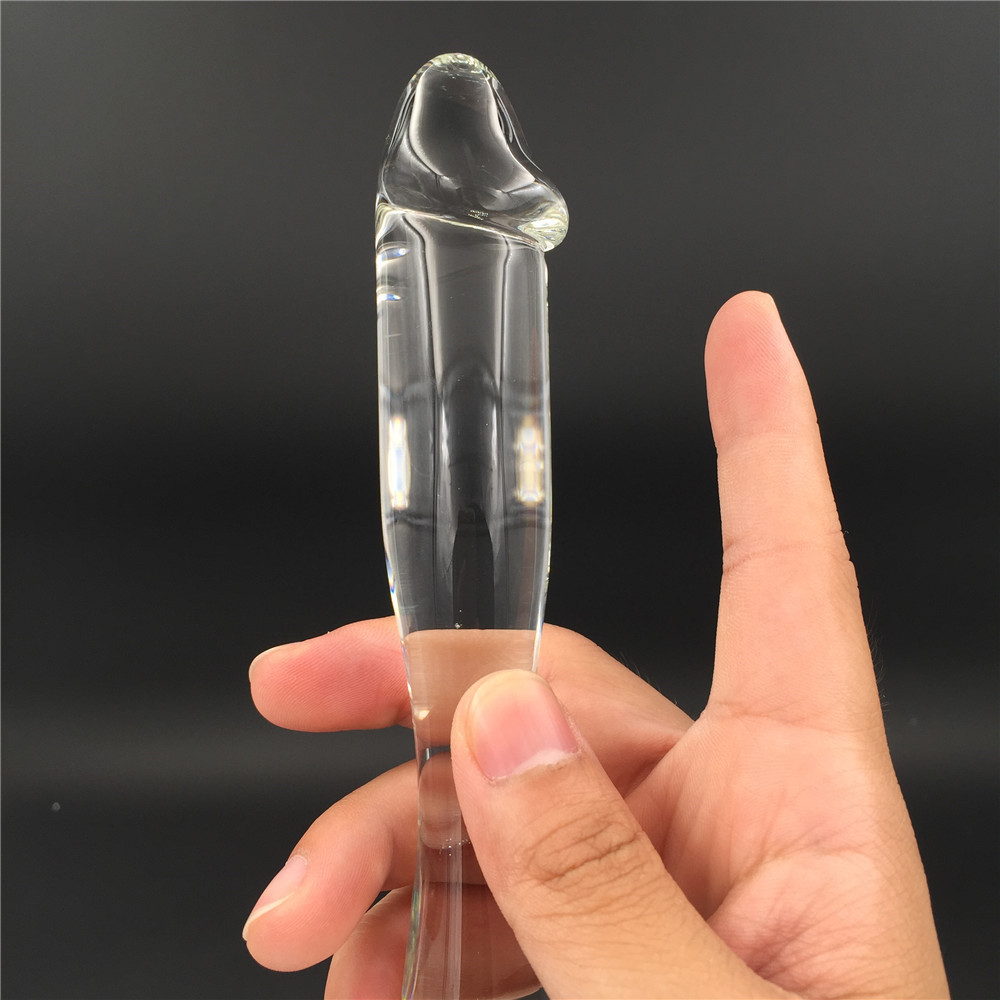 zcz圆润光滑水晶阳具女用按摩棒后庭玻璃自慰器一见倾心情趣用品