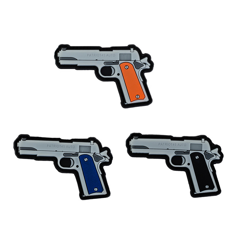 跨境货源现货1911pvcpatch免洗包贴章q版武器士气章