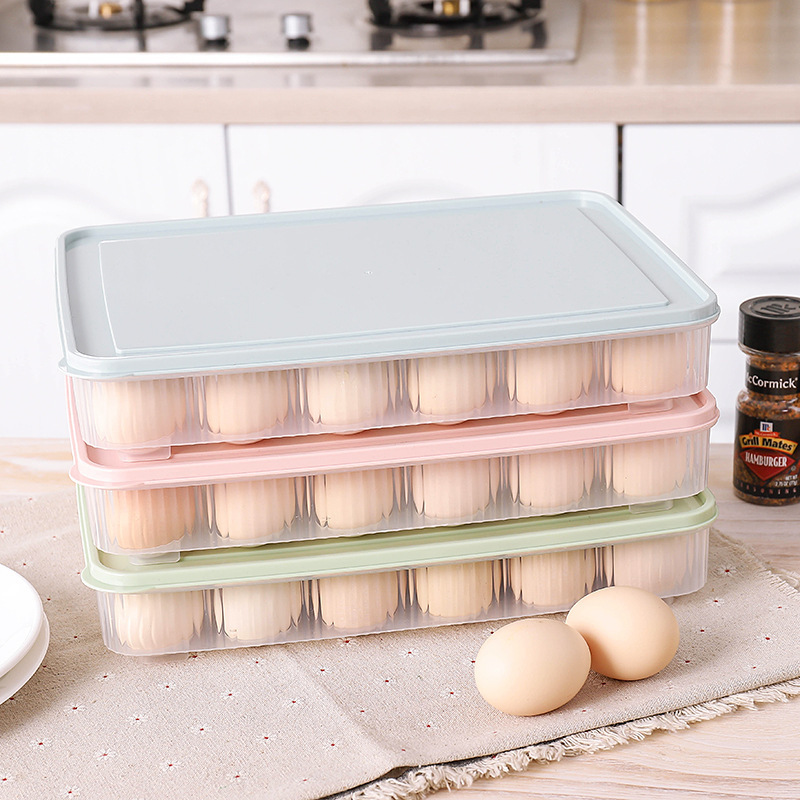 Refrigerator Egg Storage Crisper 24 Grid Egg Grid Egg Carton Kitchen Dustproof with Cover Food Storage Box