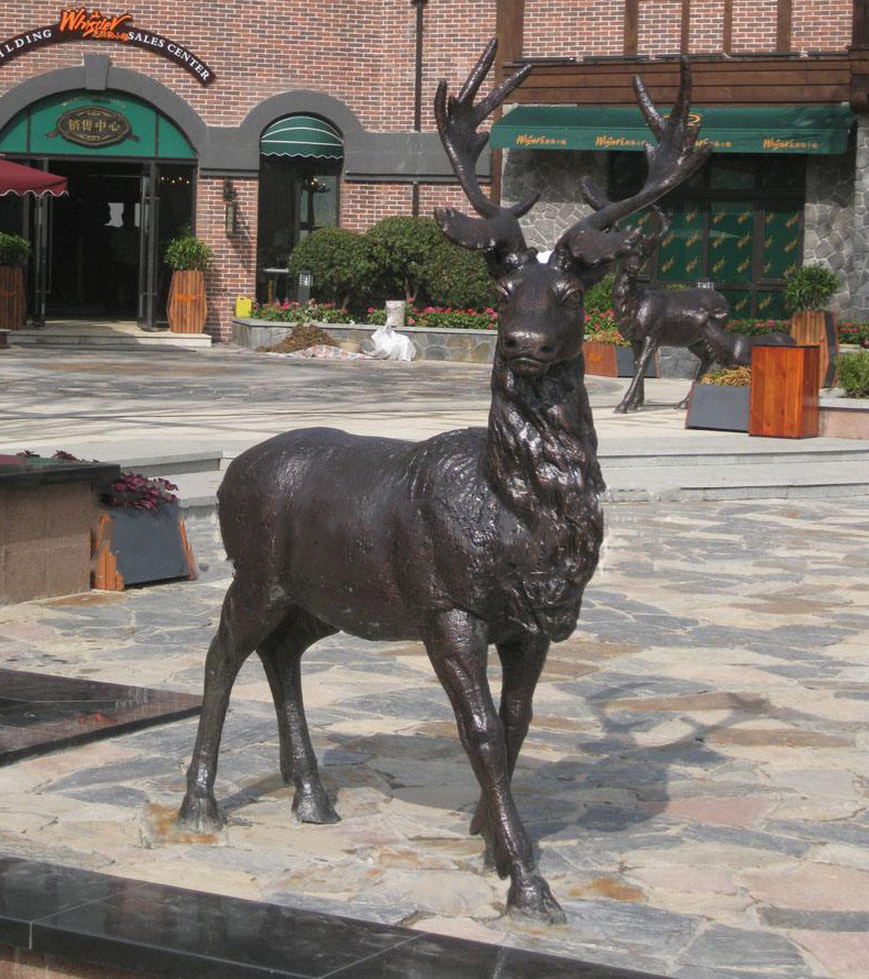纯铜驯鹿雕塑 经典铜鹿雕塑定制 室外园林景观摆件 ytd-112