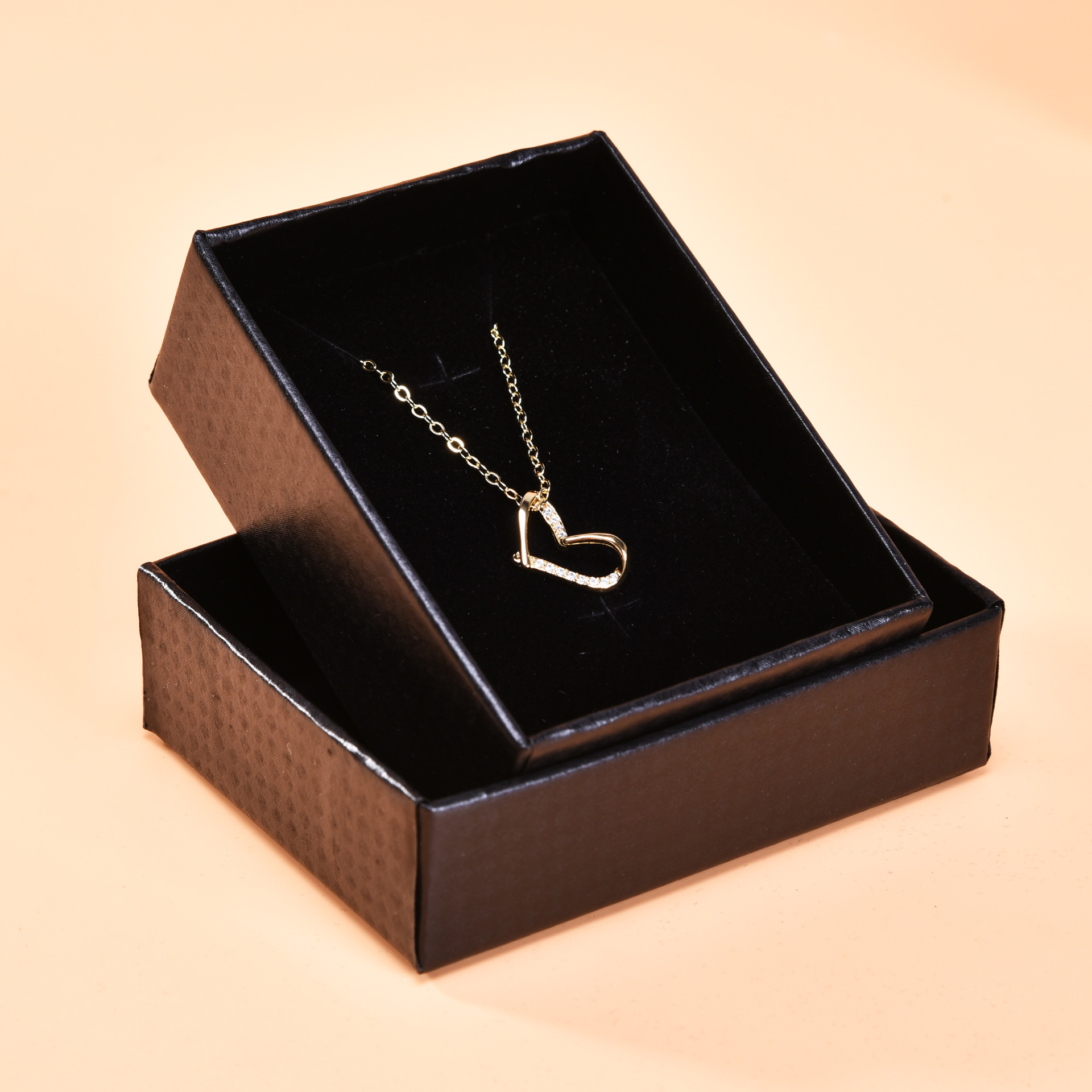 黑色牛皮纸质时尚编织纹首饰盒 纸质礼品盒收纳盒耳饰首饰包装盒