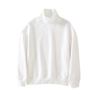 高领白色卫衣
