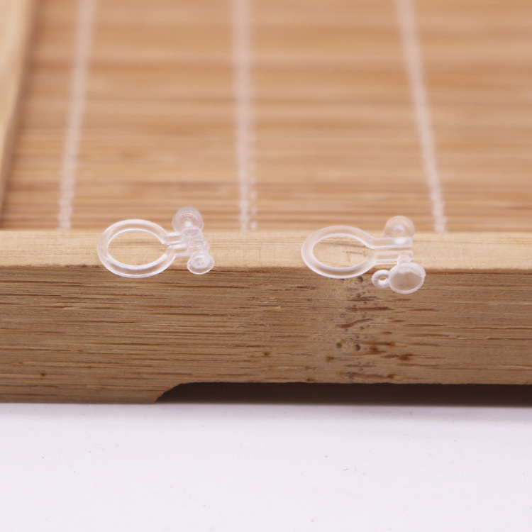 日韩流行 u形树脂耳夹批发 透明隐形塑料耳夹有吊挂圈 耳饰配件