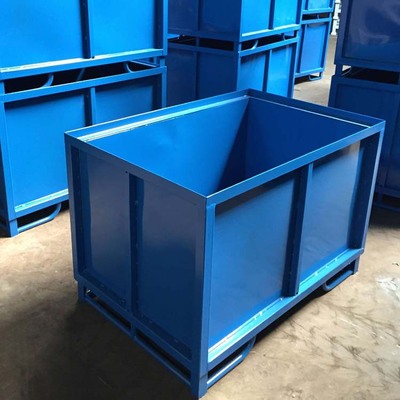 金属折叠料箱408金属箱固定式堆垛周转箱汽车零件周转折叠铁皮箱