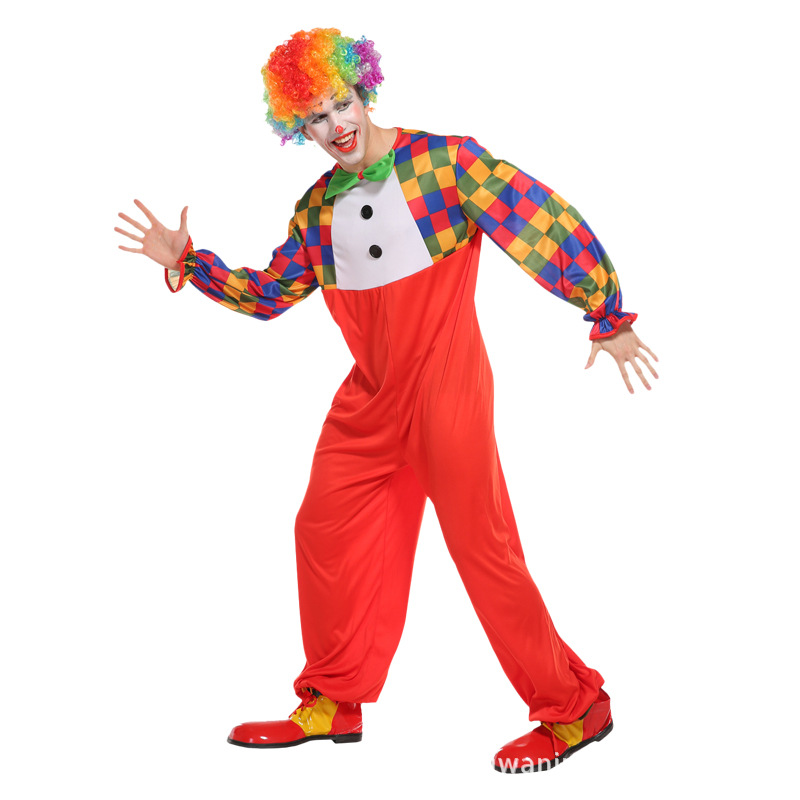 小丑舞会服小丑衣服饰街头表演出用品成人小丑领结连衣裙头饰套装