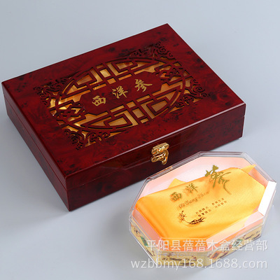 礼品包装-高档经典西洋参包装盒仿红木西洋参礼盒烤漆药材木盒可定制