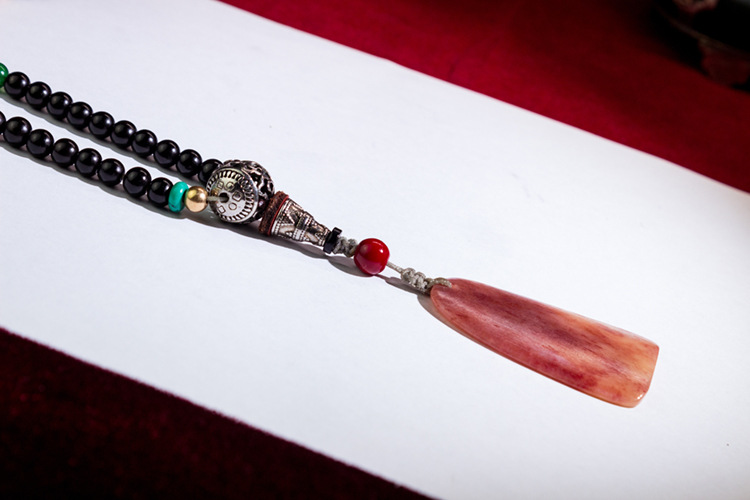 天然西藏纯黑羊角108颗佛珠羊角珠子长串手链名族风男女文玩念珠