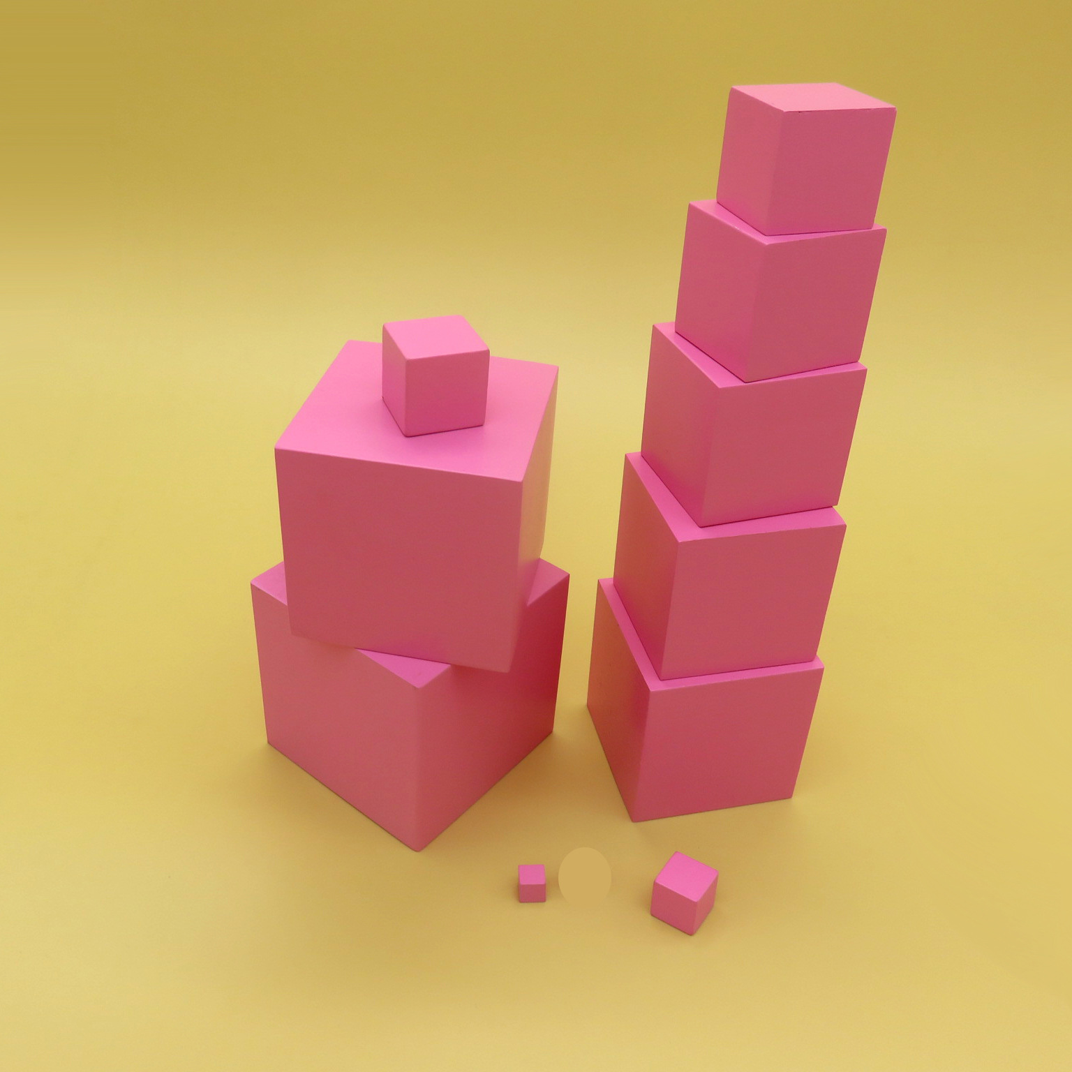 蒙特梭利幼儿园早教科教粉红塔家庭版益智玩具教具0-1-2-3-4