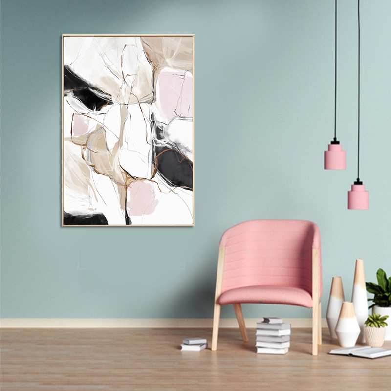 粉北欧客厅装饰画现代简约抽象画卧室餐厅壁画玄关挂画墙画