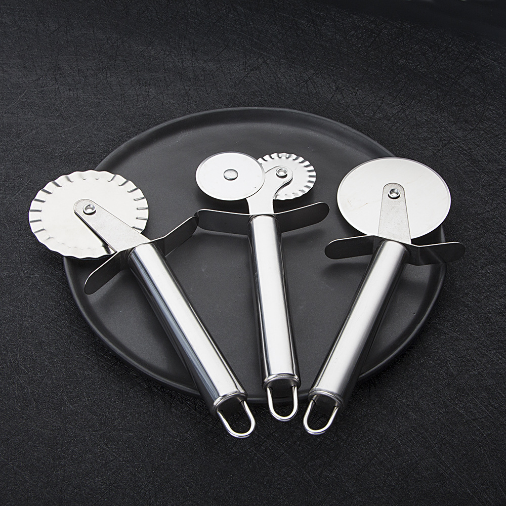 Foreign Trade Wholesale Pizza Wheel Knife Stainless Steel Single Wheel Pizza Cutter Pancake Cut Hob Pizza Baking Tool