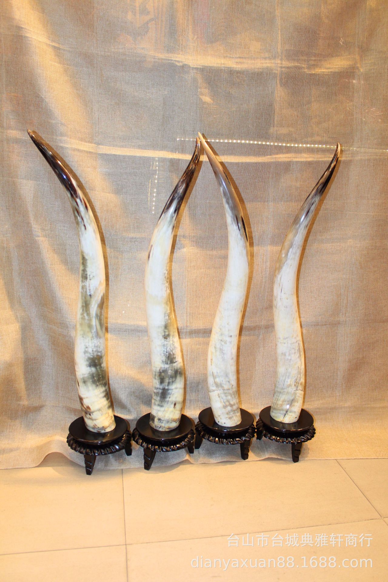 牛气冲天牛角摆件 天然牦牛角摆件(对)牛角 家居摆件