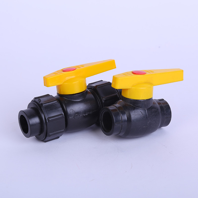 pe球阀系列 pe双活接球阀 现货批发pe全塑 钢芯球阀截止阀阀门