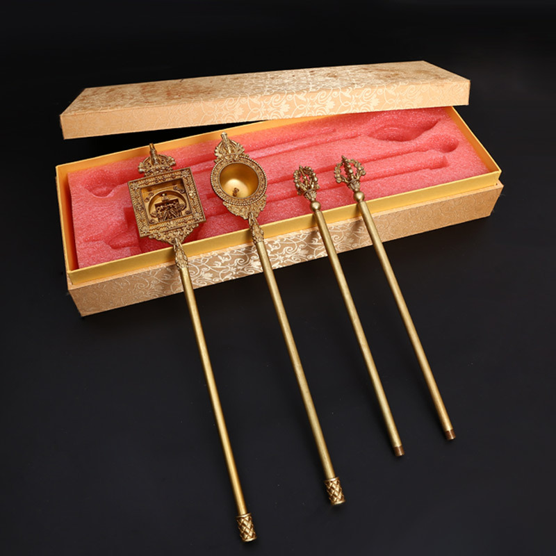 铜火供勺藏传火供用品护摩勺供养金刚杵长74厘米