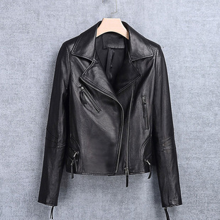 真皮皮衣女短款2018秋冬海宁新款绵羊皮时尚大牌显瘦机车夹克女
