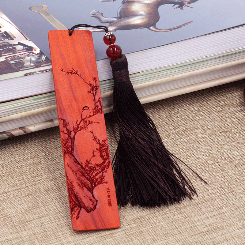中国风木质雕刻书签 红木书签创意礼品批发