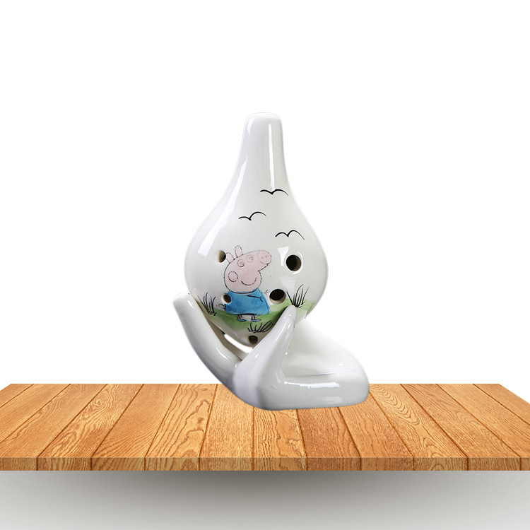 网红小猪卡通陶笛6孔 瓷笛 旅游景点饰品摆件工艺品配曲谱挂绳