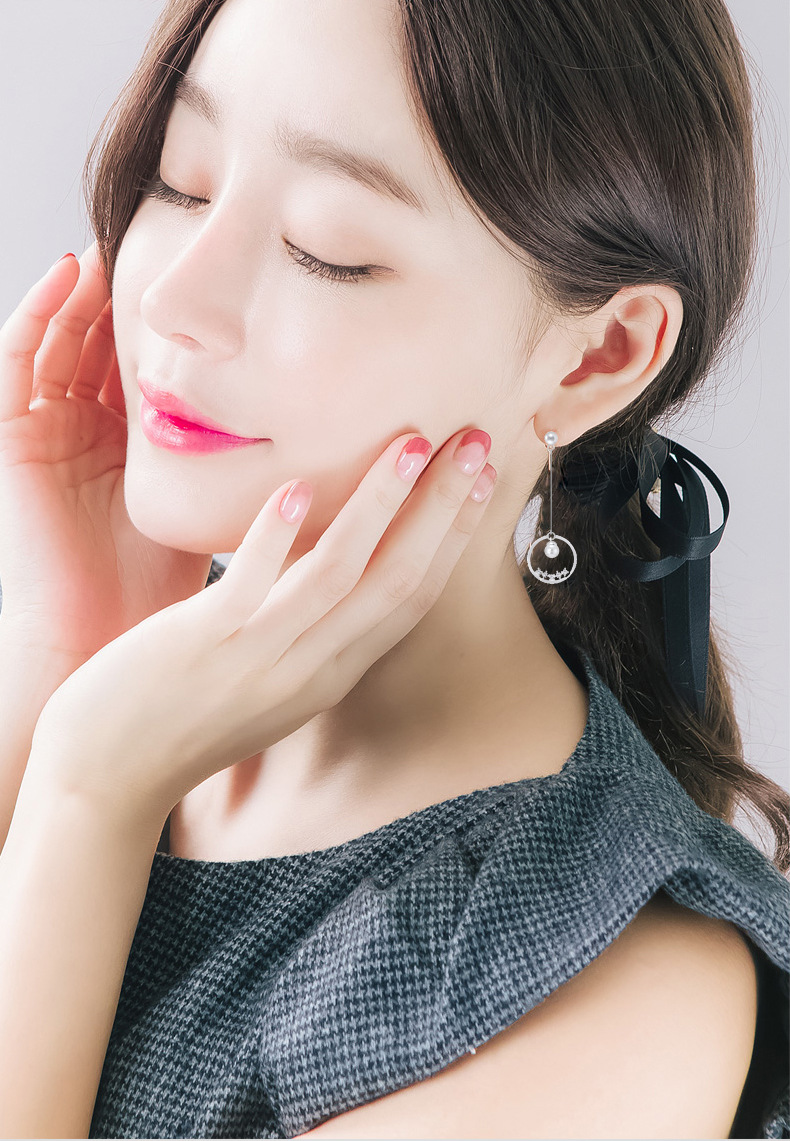 巧兰轩仿纯银大号圆圈镶嵌锆石耳环欧美夸张女款圈圈闪闪模特耳饰