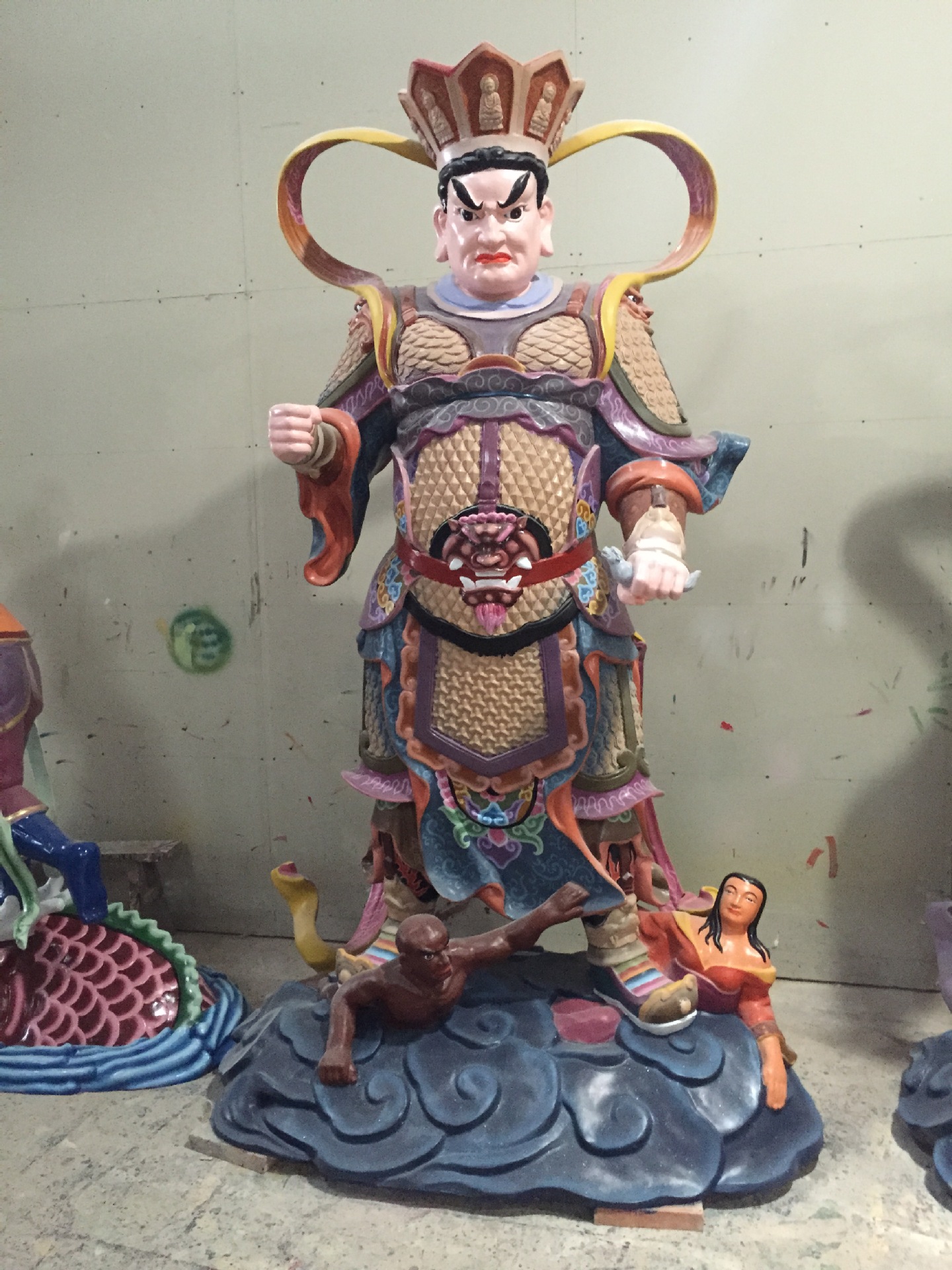 厂家直销 温州佛像雕塑天王殿四大金刚 寺院佛像玻璃钢四大天王