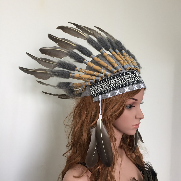厂家直销 印第安野人酋长 羽毛头饰 走秀头饰 摄影道具