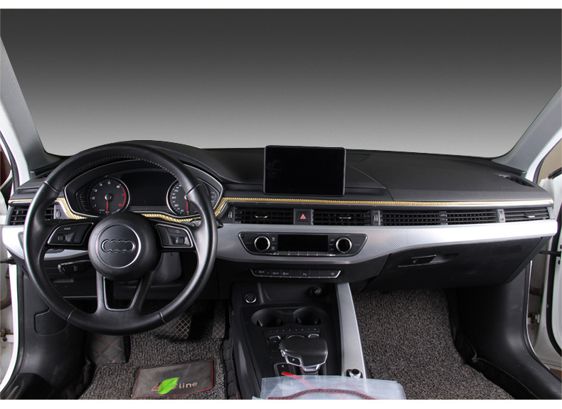 适用于17-18款奥迪a4l内饰改装亮条 新a4l/a5碳纤维中控台装饰贴