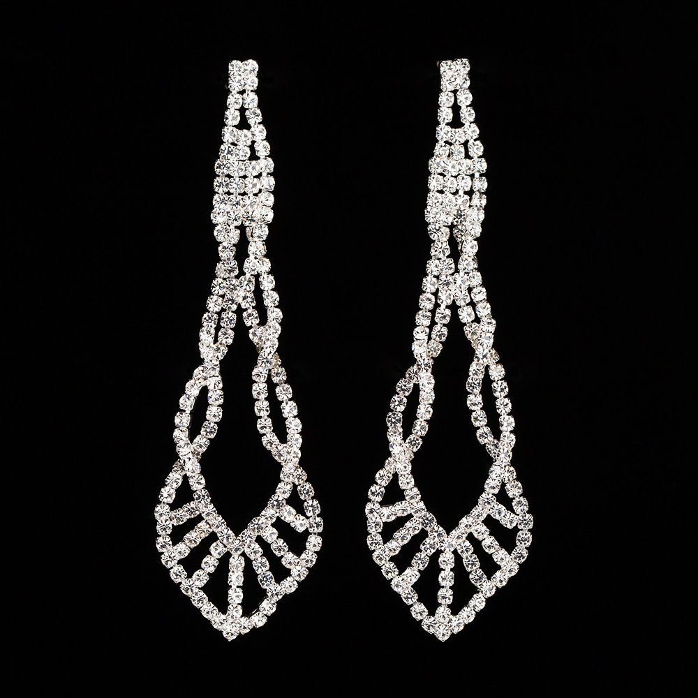 欧美经典大牌水晶钻石耳钉时尚气质满钻耳环几何耳饰外贸e402