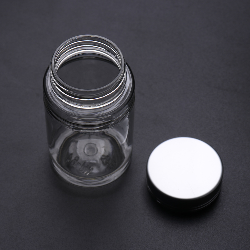 wj-38 塑料药瓶子带筋透明多功能储物罐防潮密封瓶医用药剂瓶