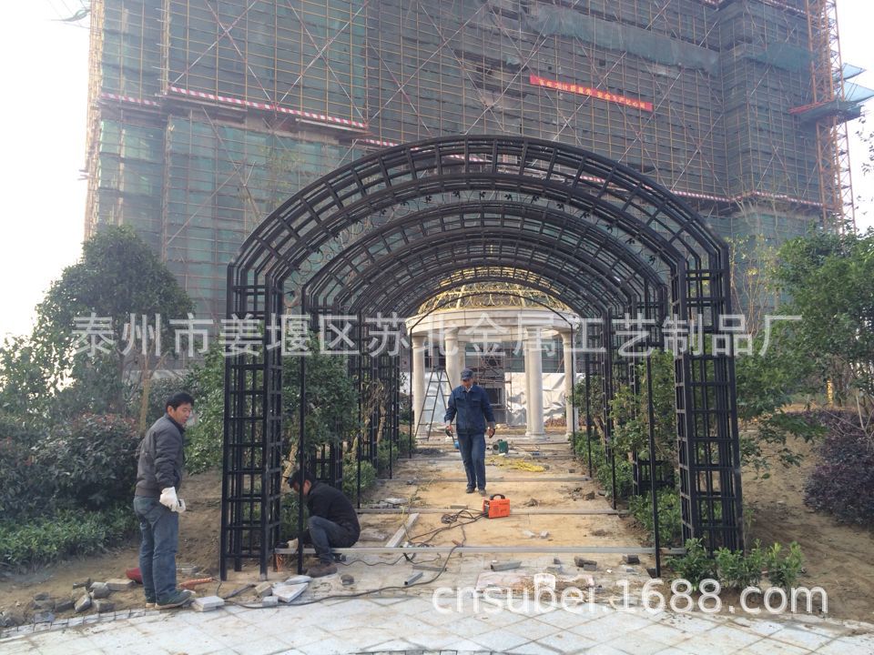 欧式景观造型铁艺廊架拱门穹顶 钢结构氟碳凉亭公园连体拱形花架