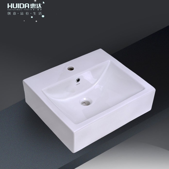 惠达卫浴家用白色台上盆艺术盆艺术碗台上盆方形洗脸盆hda007