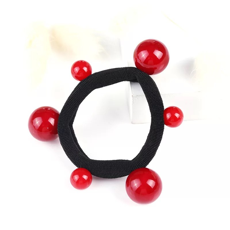 Internet Celebrity Bun Large and Small Pearls Hair Band Towel Ring Seamless Beaded Hair Rope High Elasticity Non-Deformation Rubber Band