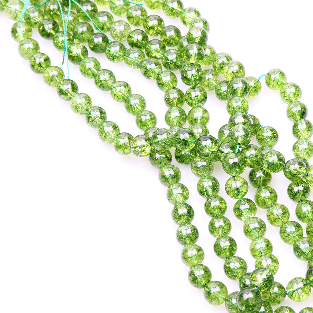 浅绿色橄榄石珠光滑圆形10毫米间隔宽松珠子制作时尚饰品出售一股