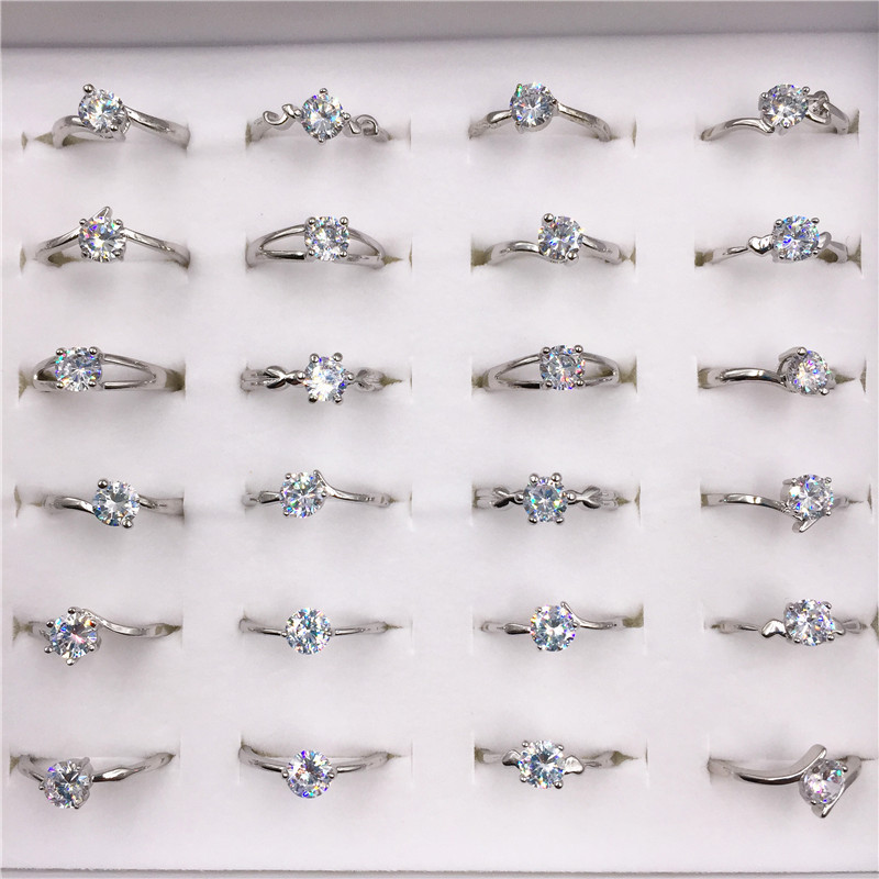 Open Imitation Diamond Ring Zircon Ring Female Proposal Engagement Open Ring Wedding Props 2 Yuan Store Supply