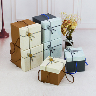 正方形手提礼品盒大号创意天地盖喜糖零食纸盒礼物回礼包装盒
