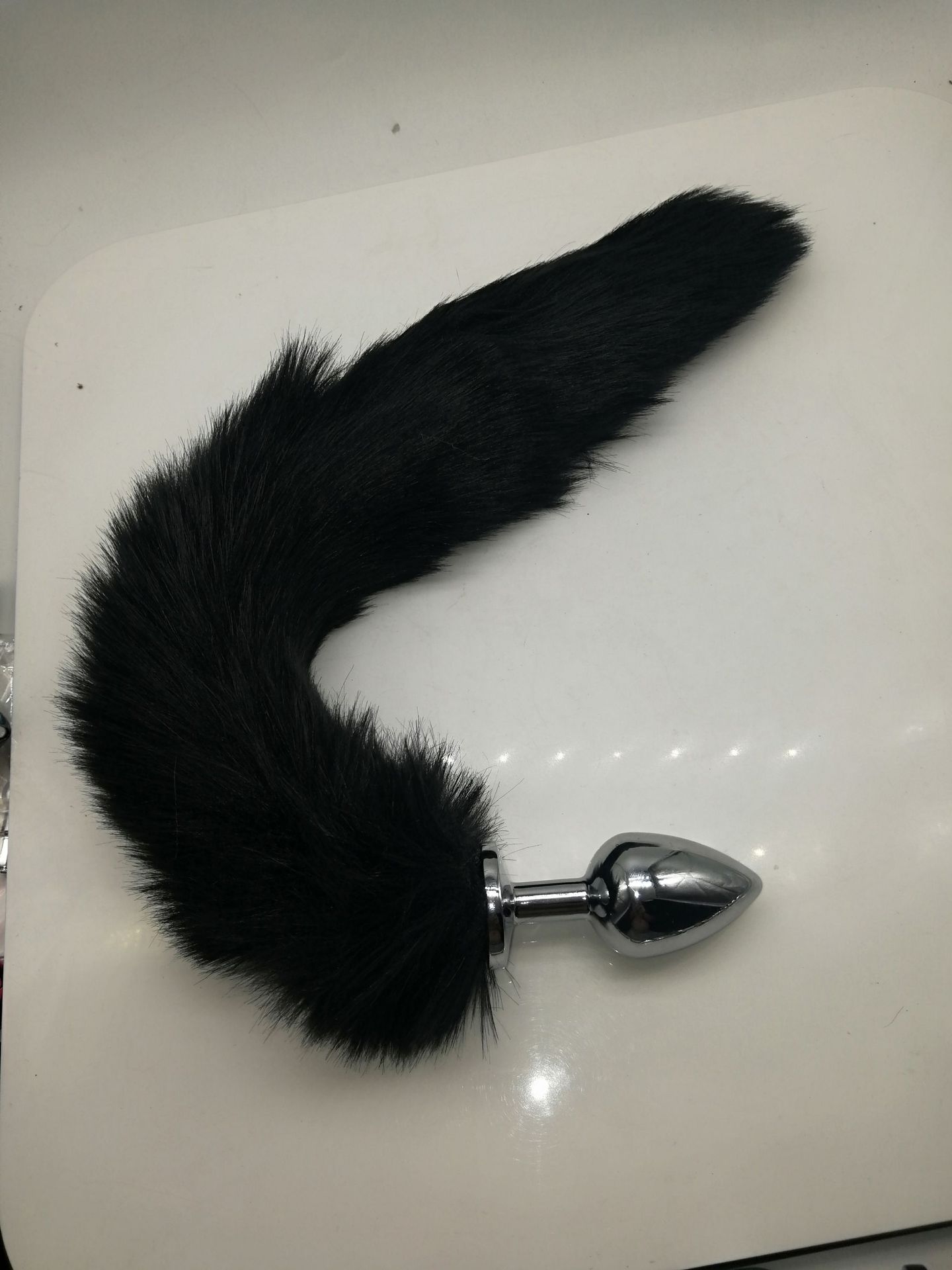 金属常规小号黑色狐狸尾巴肛塞后庭调情玩具成人情趣用品厂家批发