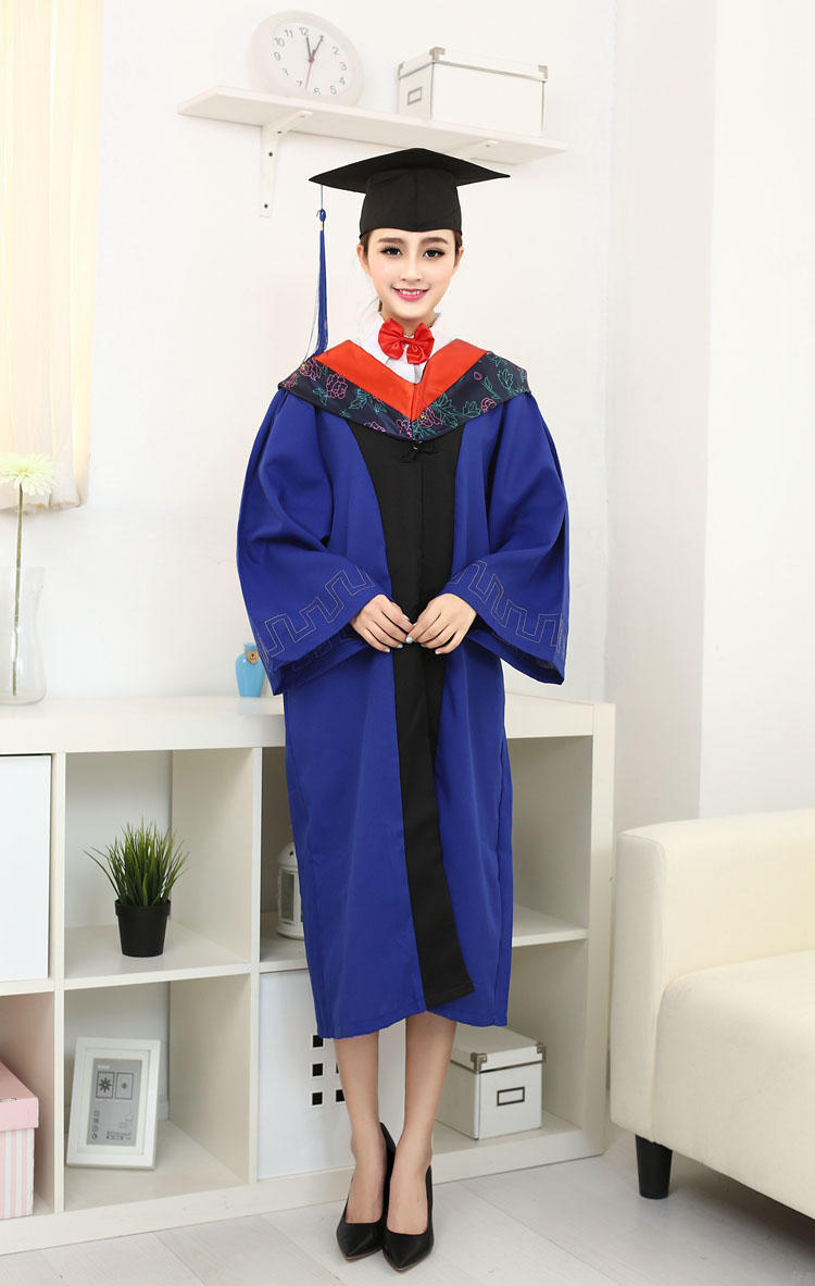 硕士服毕业礼服学位服蓝色流苏蓝色衣服工科文科理科军科农科医科