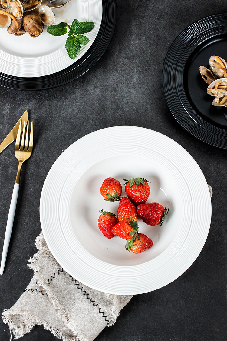意大利面盘西餐盘草帽盘创意盘子餐具家用牛排盘深盘西式意面盘