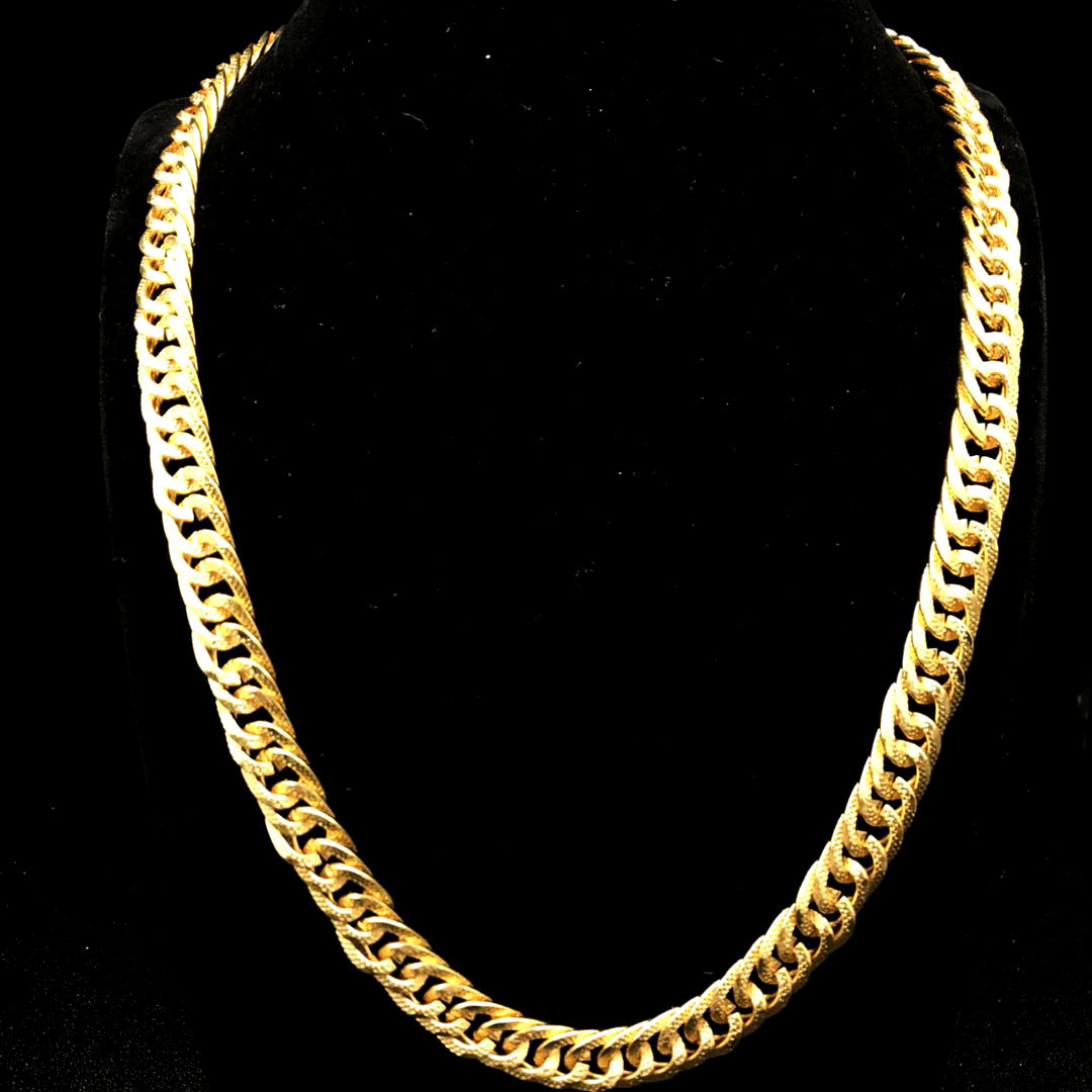 男款金项链厂家批发大气时尚男款大扁条镀金项链大粗地摊景区热卖