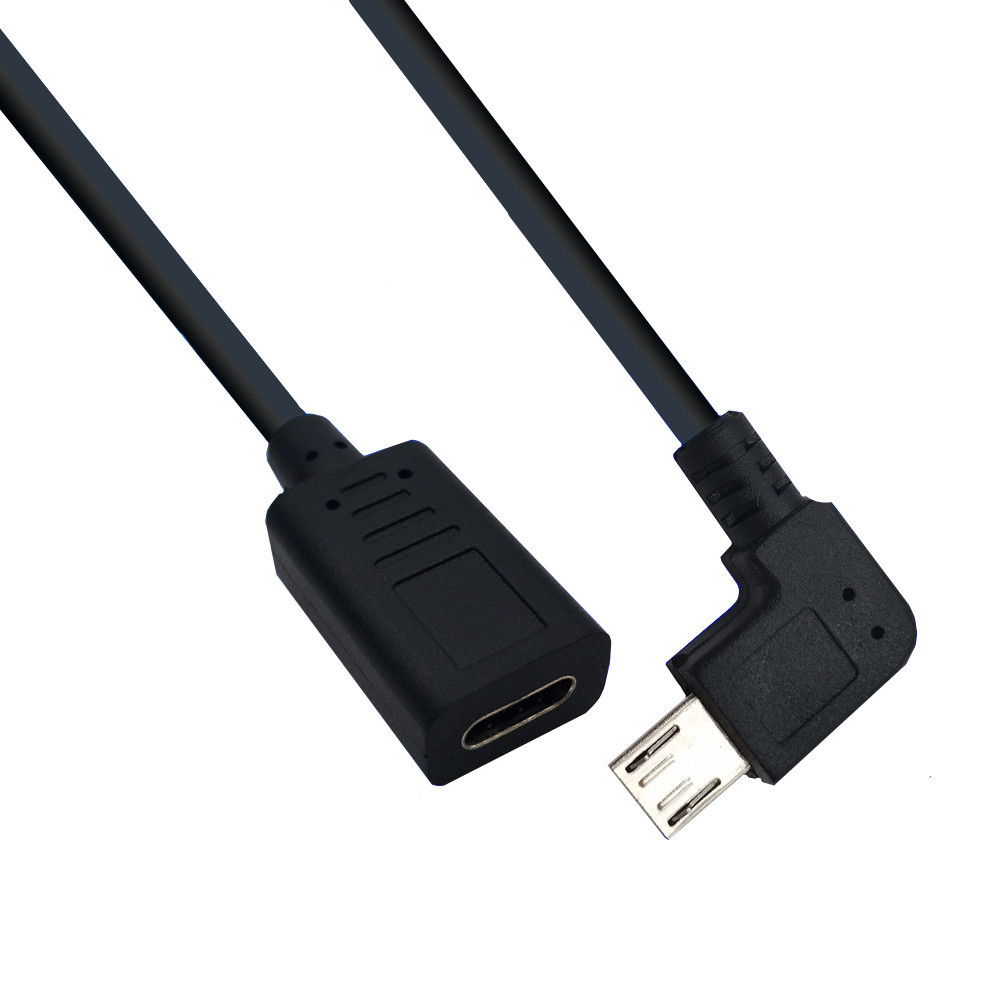 type-c母转安卓micro usb弯头转接线type-c转安卓手机数据线