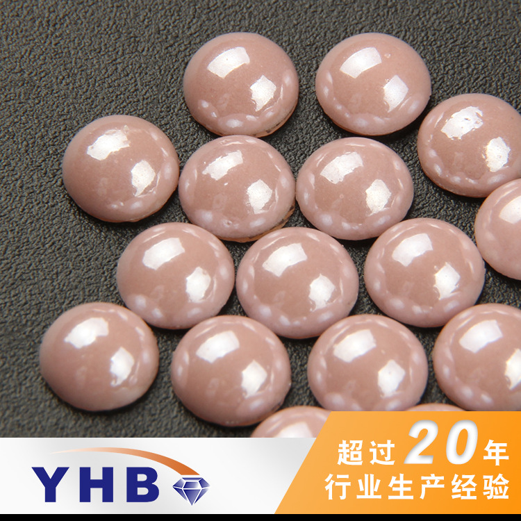 Factory Wholesale Glue Ceramic Drill Non-Fragile Pink Pearl Hot Drilling Semicircle 9mm Clothing Accessories Ceramic Hot Drilling