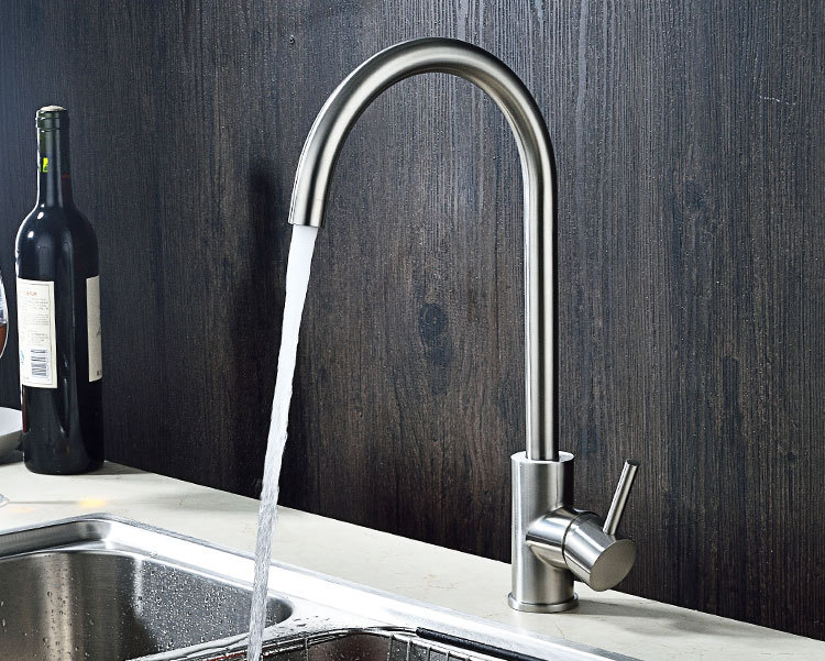 全304不锈钢水龙头厨房水槽洗菜盆冷热水龙头可旋转360度龙头套装