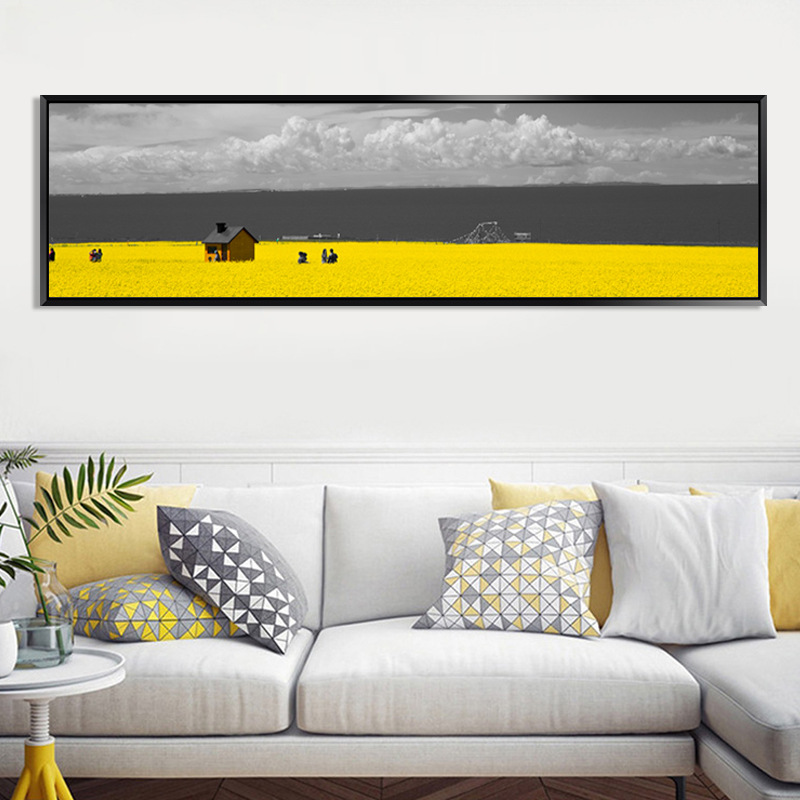 摩登城市北欧客厅沙发墙装饰画卧室床头壁画横版长幅壁画餐厅挂画