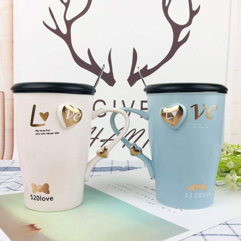 New Product Creative Ceramic Cup 1314 Couple's Cups 520 Valentine's Day Cup Advertising Gift Cup Logo