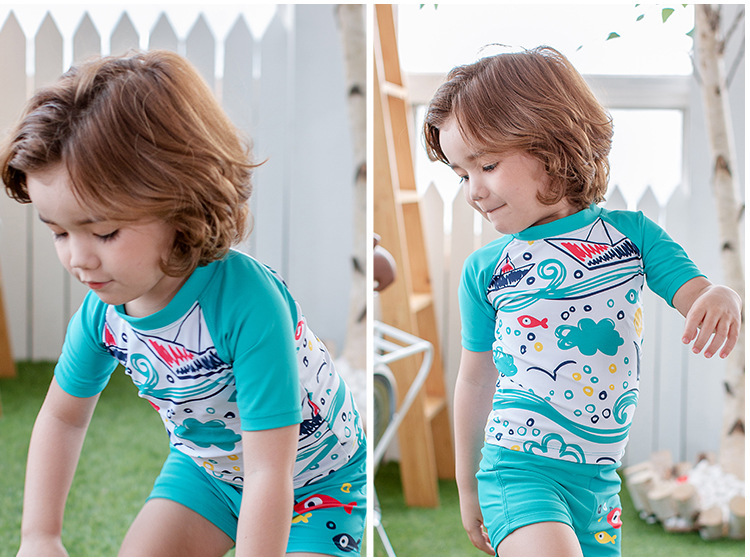 外贸泳衣男童中小童分体泳衣男宝泳衣套装宝宝比基尼