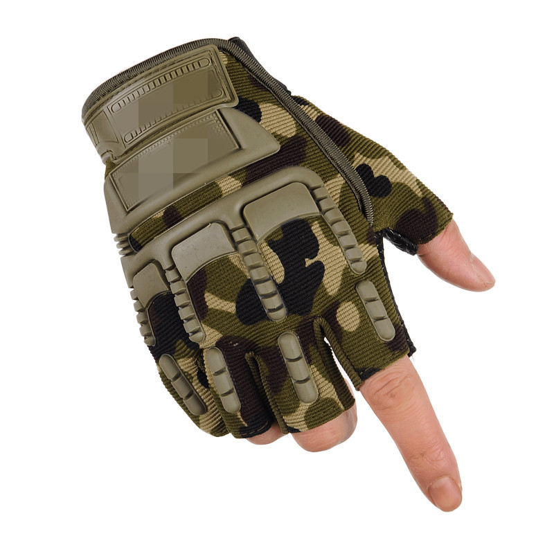 Military Fan Tactical Half Finger Gloves Men's Outdoor Non-Slip Wear-Resistant Special Forces Training Sports Biking Mountain Climbing Gloves Breathable