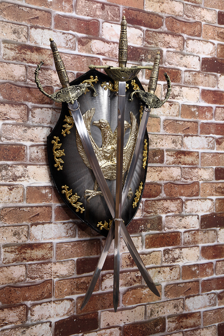 欧式复古盾牌 壁饰墙壁挂件 工艺品老鹰盾牌 酒吧网咖家居装饰品